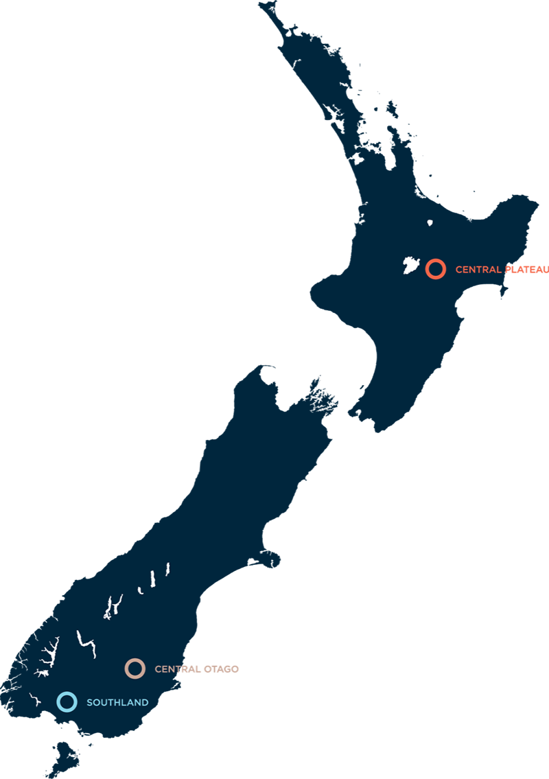 Map of Pamu Farm locations in New Zealand