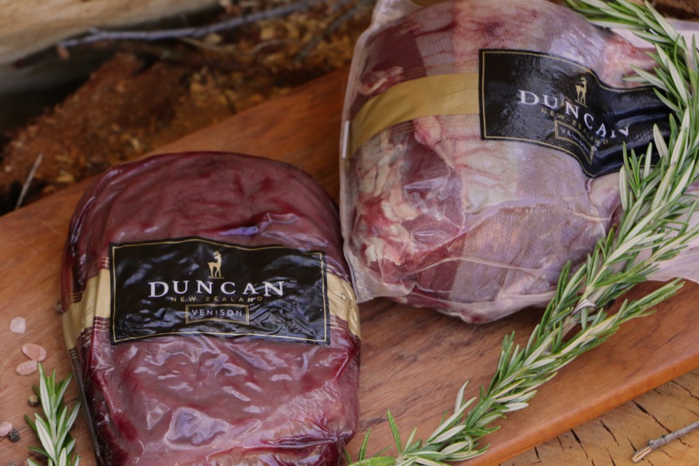 Packaged venison shortloin and frenched rack